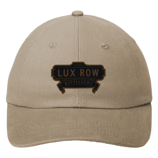 Lux Row Leather Patch Brushed Twill Hat - Khaki
